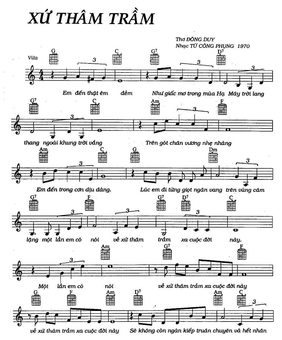 Sheet nhạc Xứ Thâm Trầm